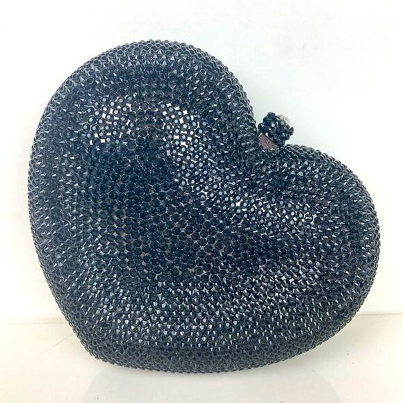 LUX MOB Crystal Heart Clutch Bag in Black - $695. - Picture 5 of 16
